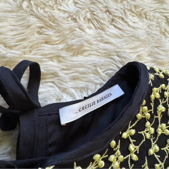 Cecilie Bahnsen Mie Embroidered-Collar Cotton-Poplin Blouse in black - Size 8 - Picture 7 of 8